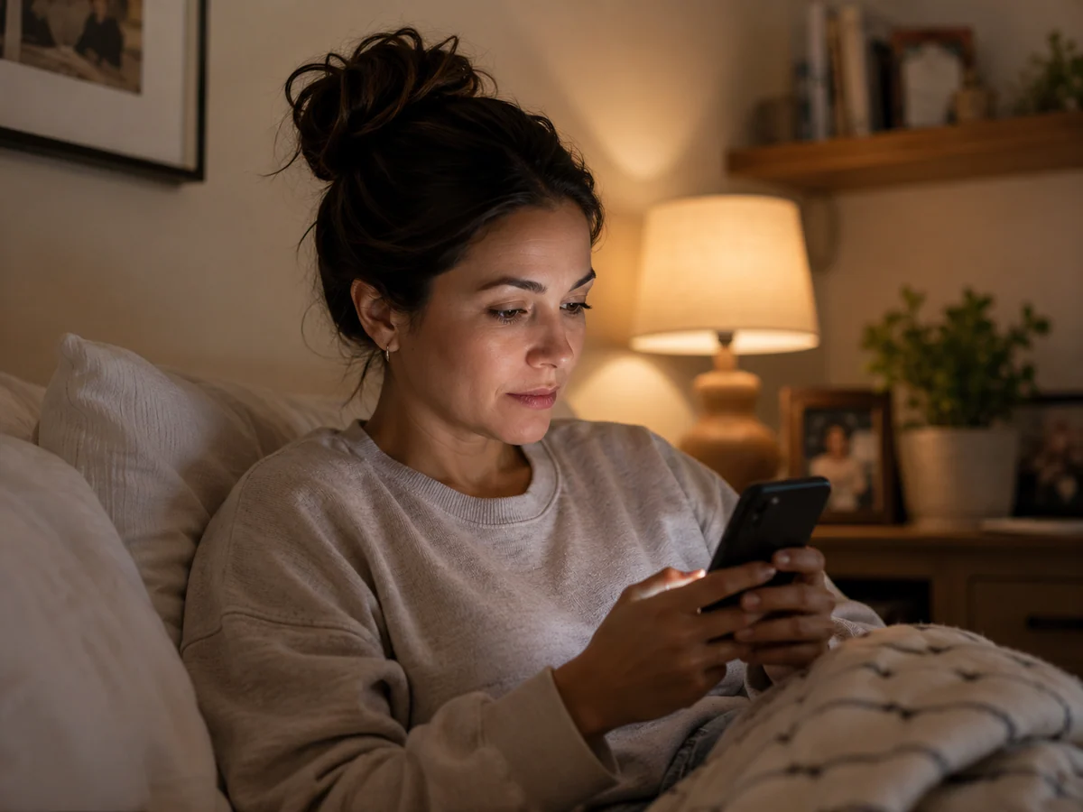 Kayla on her phone at 11pm