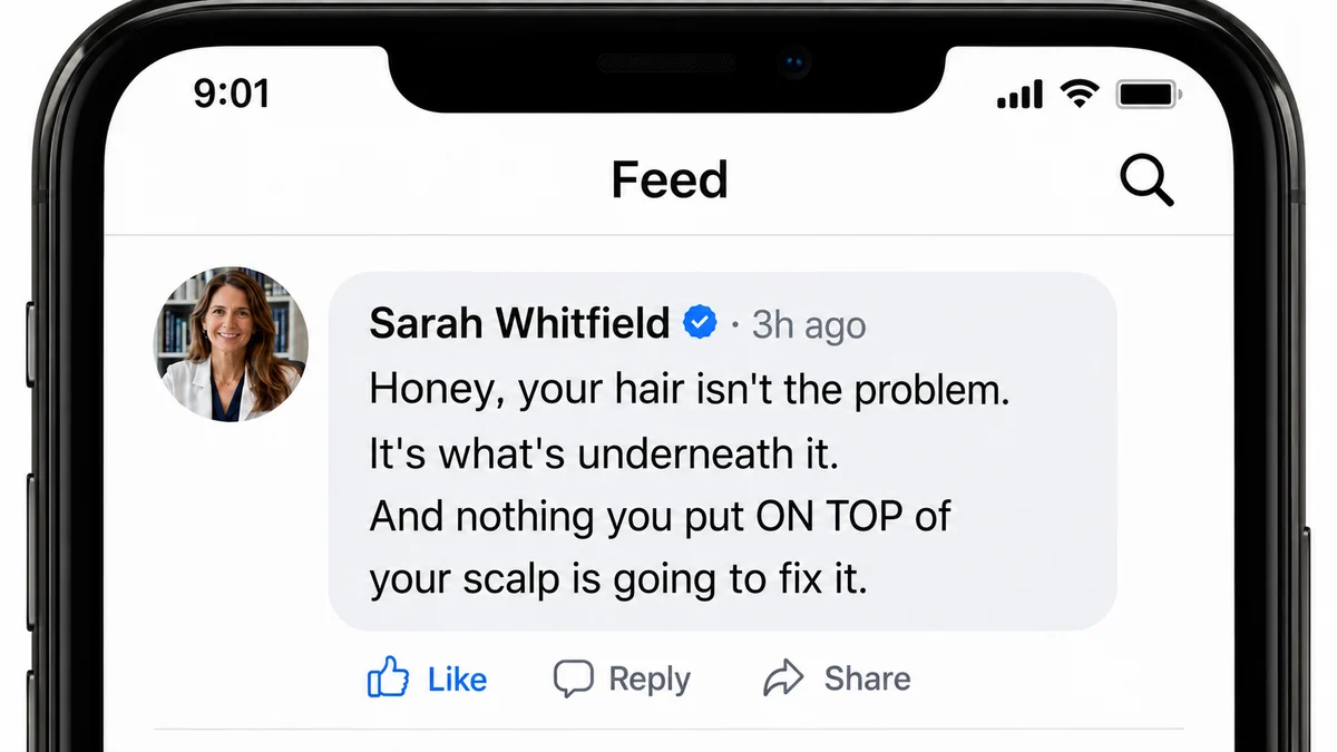 The dermatologist's comment on Kayla's phone screen